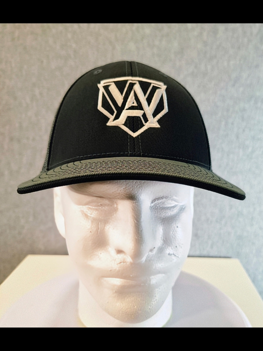 AW Black Baseball Cap with White Embroidered Logo - Picture 2 of 7